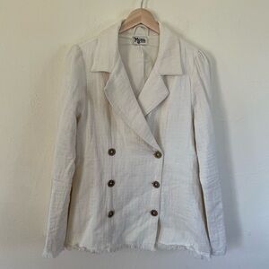 🌱Show Me Your Mumu Women's Cream Double-Breasted Jacket